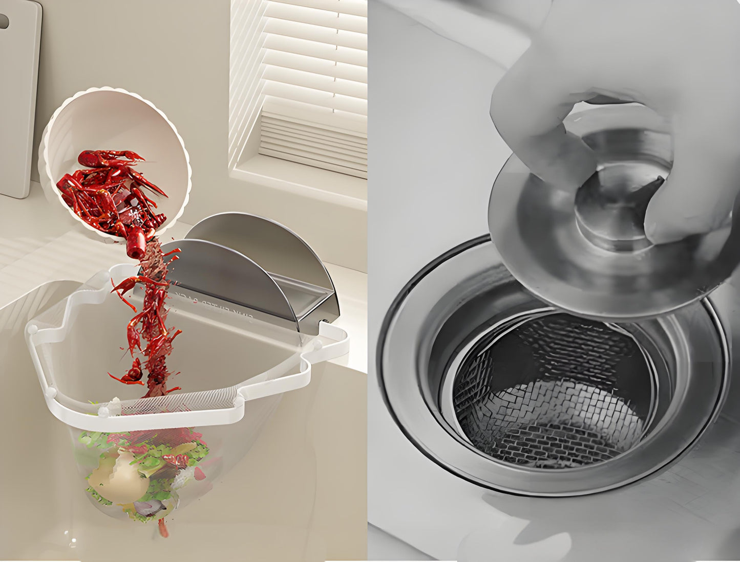 Kitchen Sink Filter Rack with 100 12cm*15cm Mesh Bags, Foldable Food Waste Strainer, Multi-functional Drain V1107-KITCHEN SINK FILTER RACK-GREEN