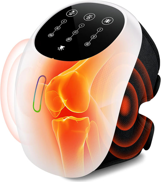 Cordless 360 degrees Knee Massager: 3 Intensity Levels, Comfortable Wrap Design for Athletes, Seniors & V1107-KNEE MASSAGER