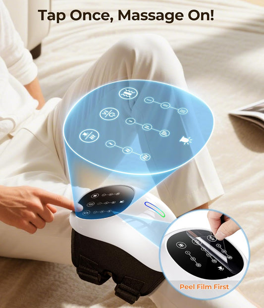 Cordless 360 degrees Knee Massager: 3 Intensity Levels, Comfortable Wrap Design for Athletes, Seniors & V1107-KNEE MASSAGER