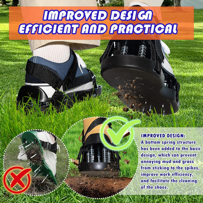 Lawn Aerator Shoes with Spring Base & Spikes: Adjustable Strap, Double-Layer Design for Healthy Lawns in V1107-LAWN AERATOR SHOES