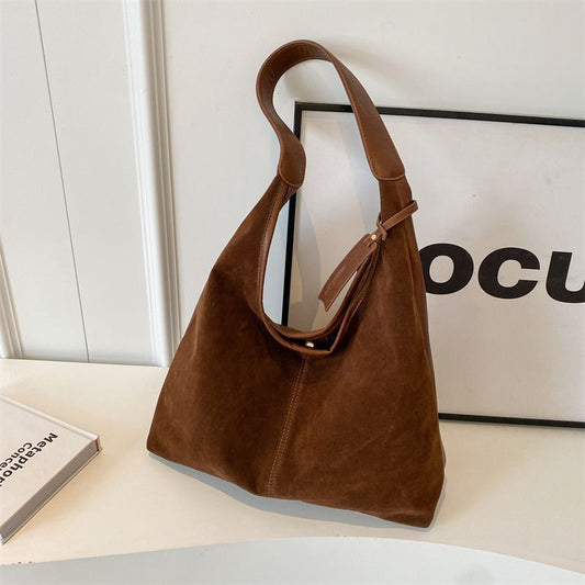 Leather Hobo Bags for Women Brown Purses Suede Purse Slouchy Tote Bag Suede Tote Bag Fall Winter Purses V1107-LEATHER HOBO BAGS-BROWN