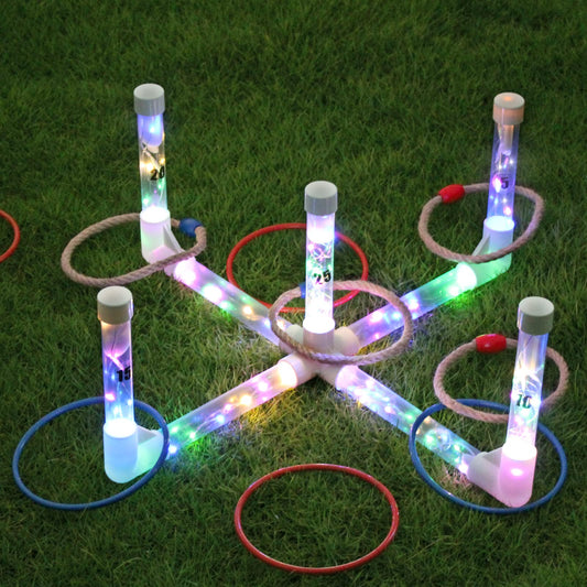 LED Ring Toss Game Set, Outdoor Indoor Yard Game for Adults & Kids with Light-Up Targets, Compact Carry for V1107-LED RING TOSS GAME SET