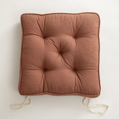 43x43x6cm Linen Cotton Thick Seat Cushion: Plush, Solid-Colour, for Office & Home Chairs, Aussie Comfort V1107-LINEN COTTON THICK SEAT CUSHION