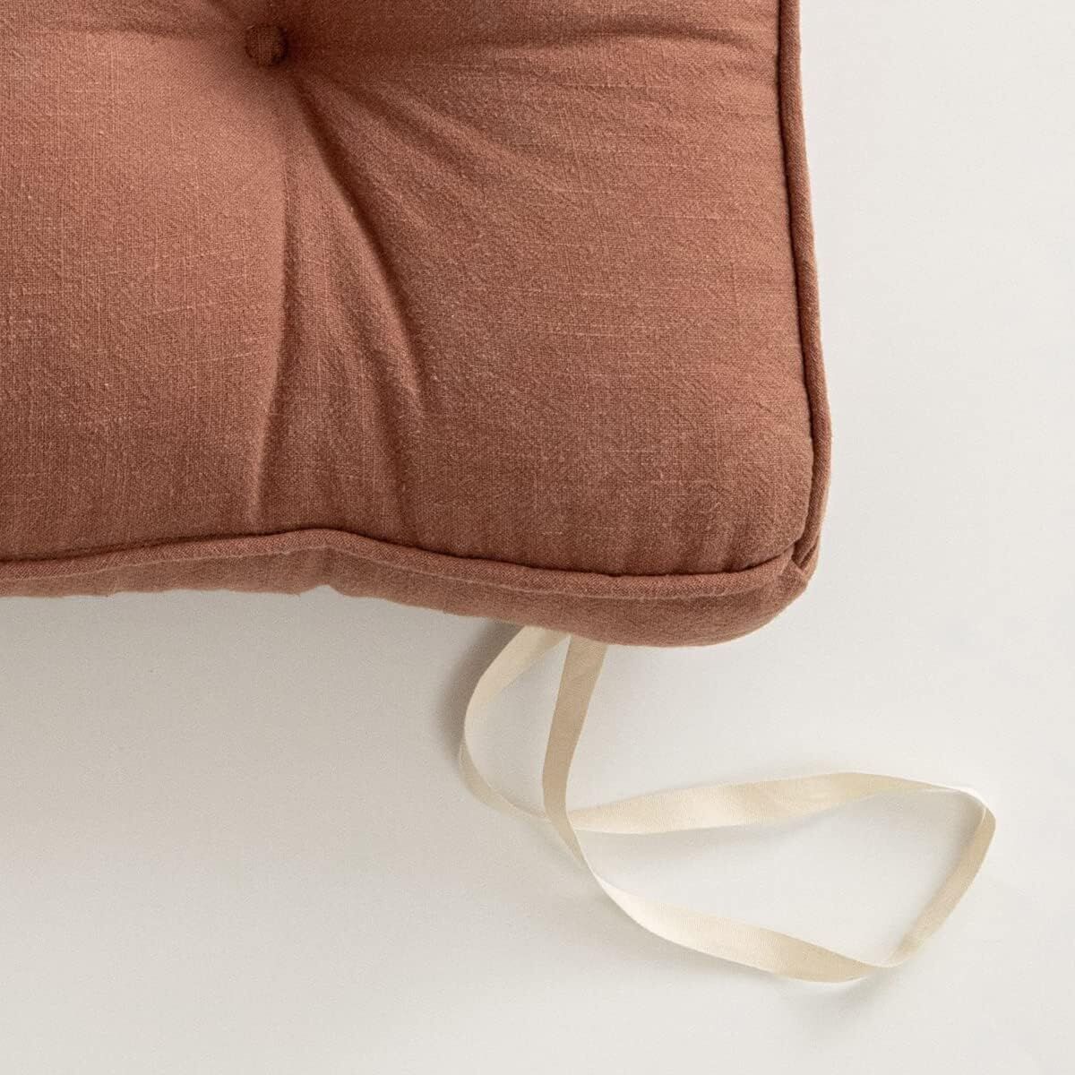 43x43x6cm Linen Cotton Thick Seat Cushion: Plush, Solid-Colour, for Office & Home Chairs, Aussie Comfort V1107-LINEN COTTON THICK SEAT CUSHION