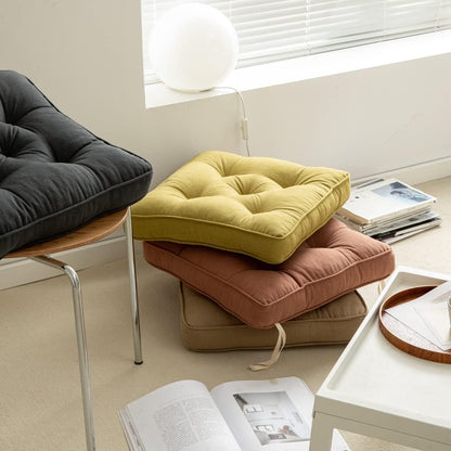 43x43x6cm Linen Cotton Thick Seat Cushion: Plush, Solid-Colour, for Office & Home Chairs, Aussie Comfort V1107-LINEN COTTON THICK SEAT CUSHION