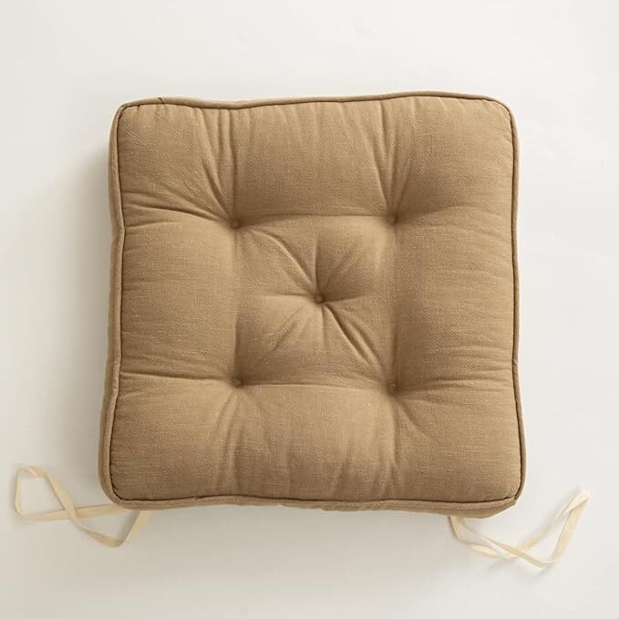 43x43x6cm Linen Cotton Thick Seat Cushion: Plush, Solid-Colour, for Office & Home Chairs, Aussie Comfort V1107-LINEN COTTON THICK SEAT CUSHION1