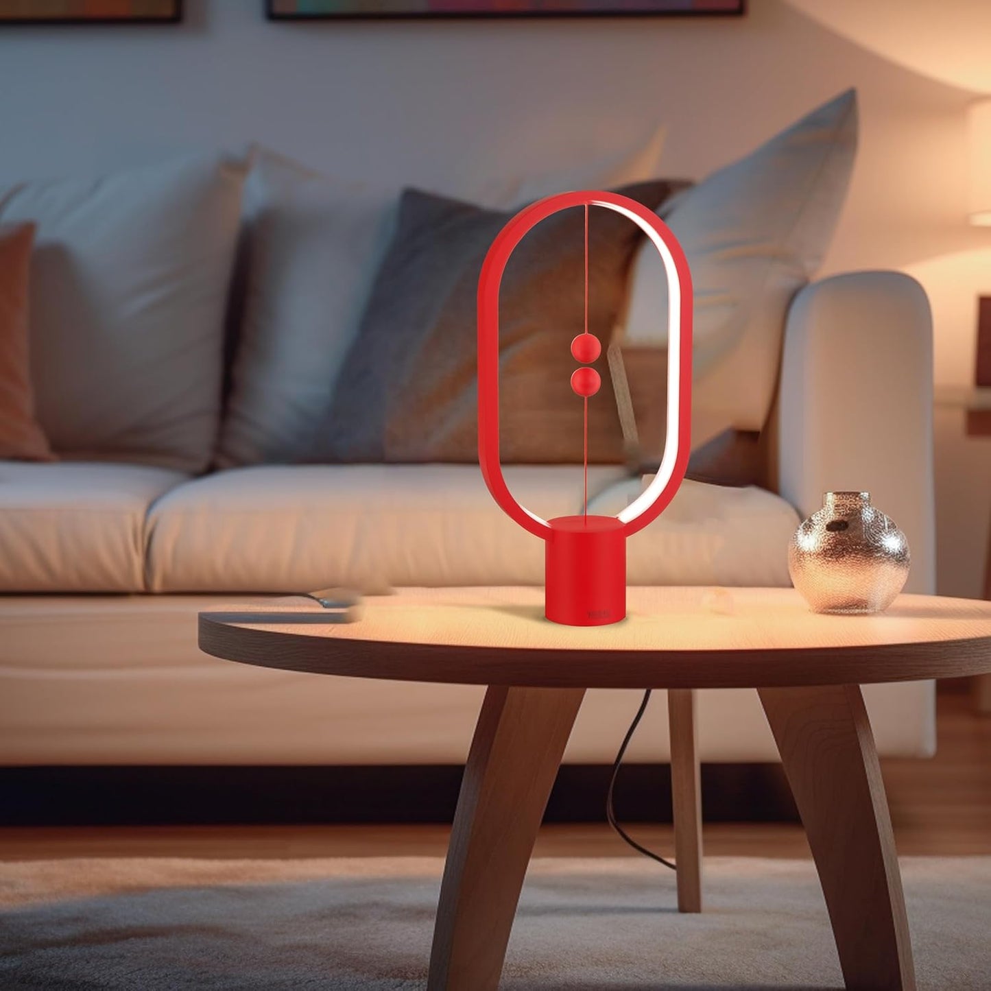 Red Magnetic Balance LED Table Lamp: USB-Powered, Dimmable Eye-Care Light with Award-Winning Design for V1107-MAGNETIC BALANCE LED TABLE LAMP1