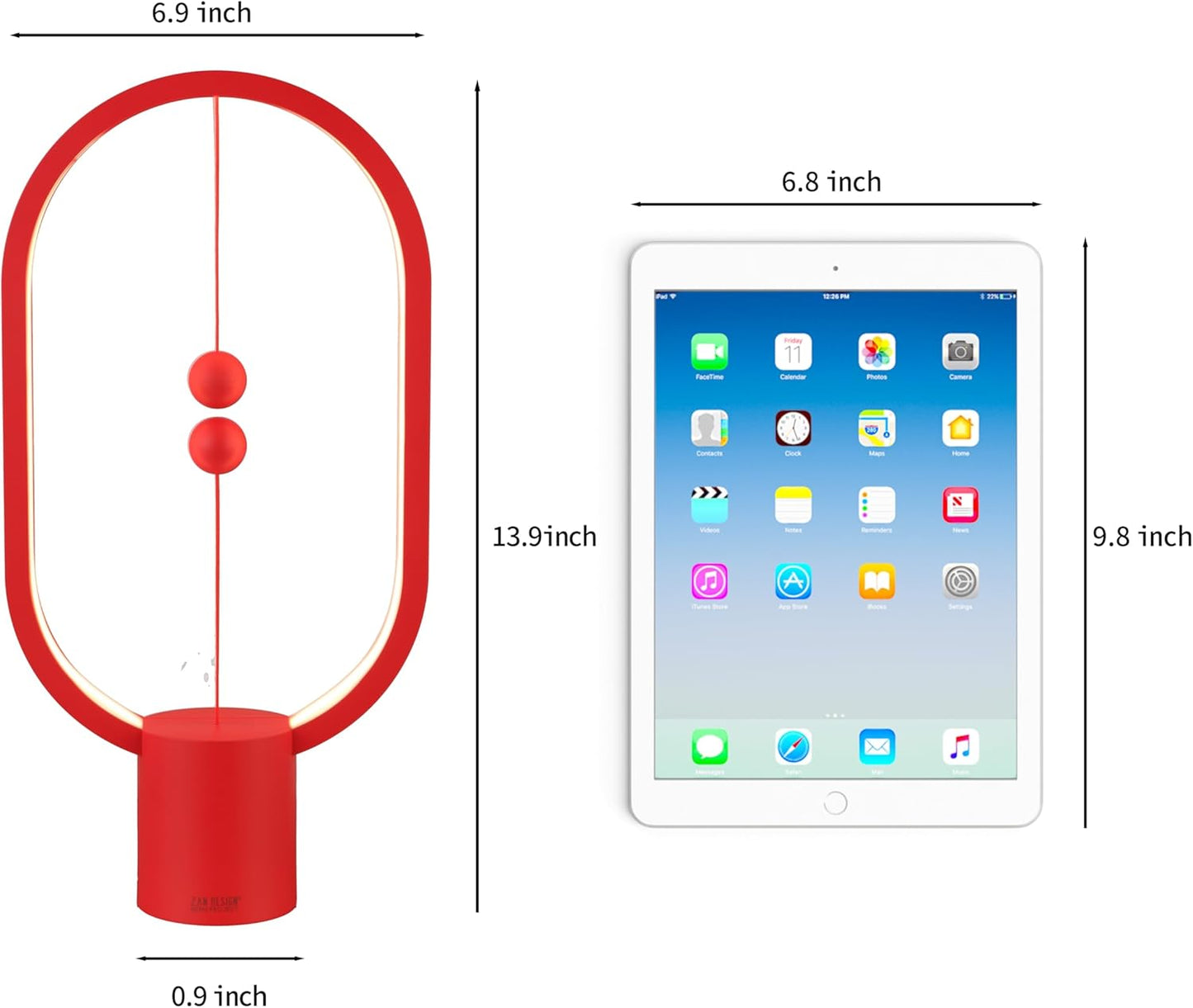 Red Magnetic Balance LED Table Lamp: USB-Powered, Dimmable Eye-Care Light with Award-Winning Design for V1107-MAGNETIC BALANCE LED TABLE LAMP1