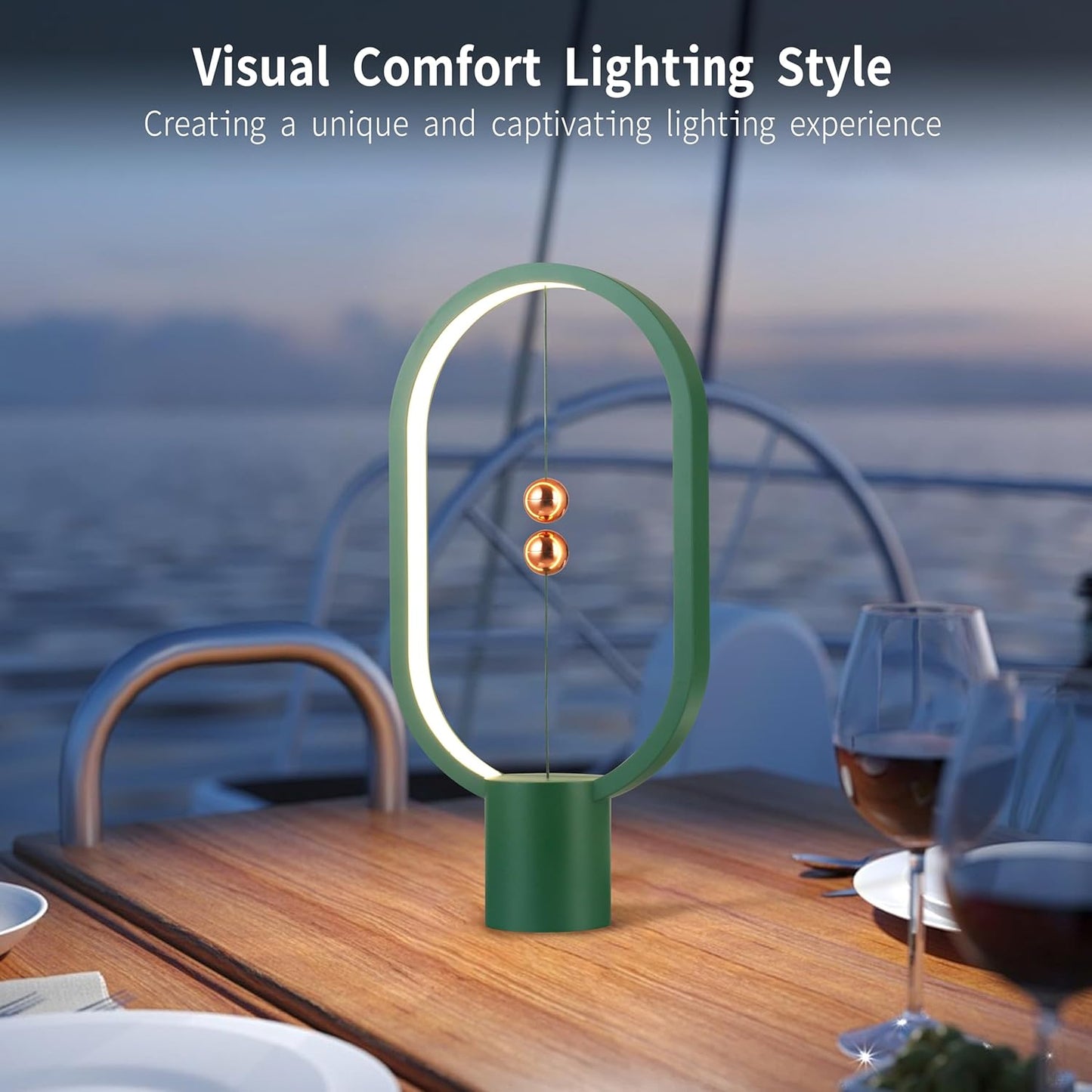 Green Magnetic Balance LED Table Lamp: USB-Powered, Dimmable Eye-Care Light with Award-Winning Design for V1107-MAGNETIC BALANCE LED TABLE LAMP2