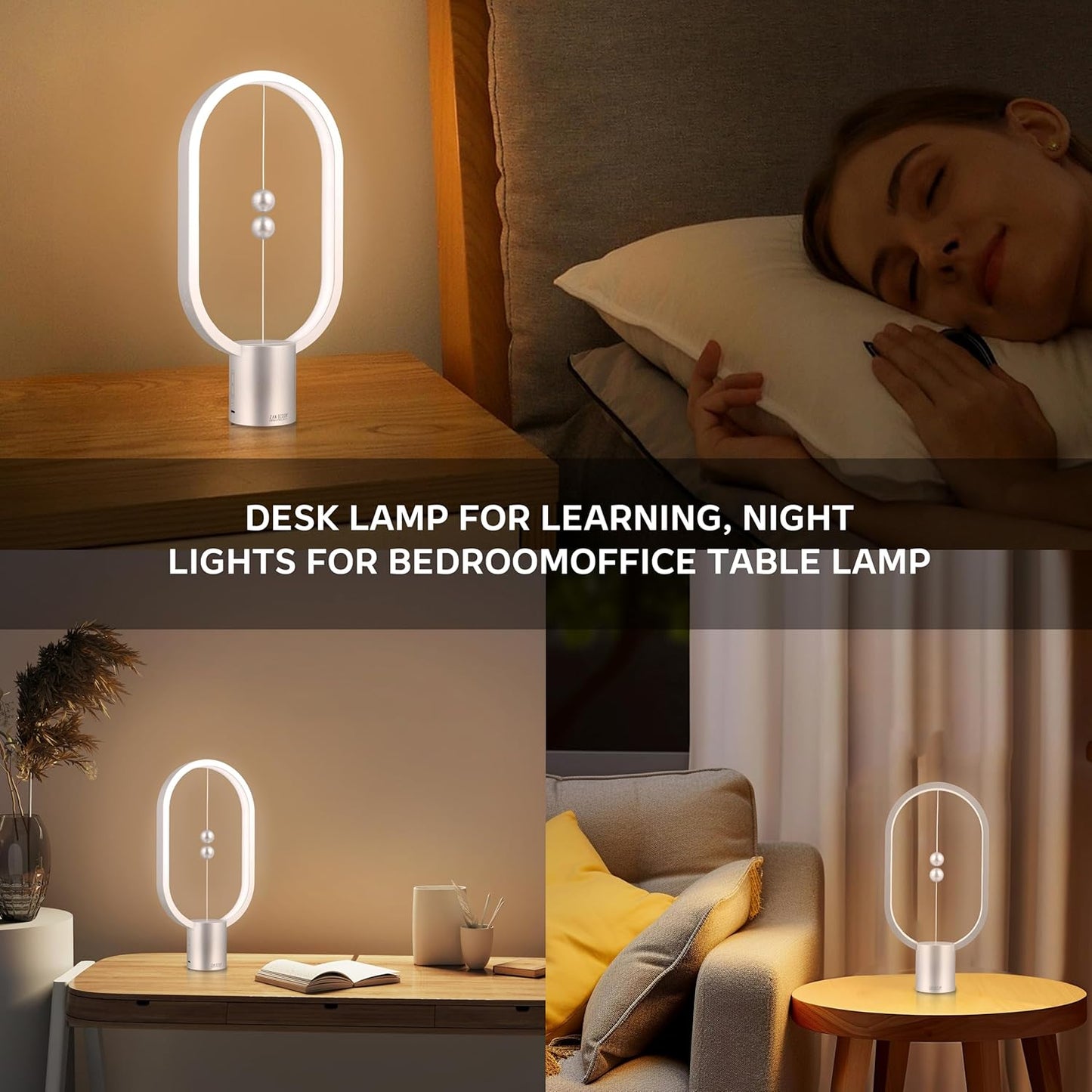 Silver Magnetic Balance LED Table Lamp: USB-Powered, Dimmable Eye-Care Light with Award-Winning Design for V1107-MAGNETIC BALANCE LED TABLE LAMP3