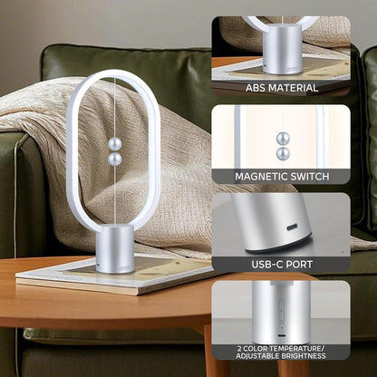 Silver Magnetic Balance LED Table Lamp: USB-Powered, Dimmable Eye-Care Light with Award-Winning Design for V1107-MAGNETIC BALANCE LED TABLE LAMP3
