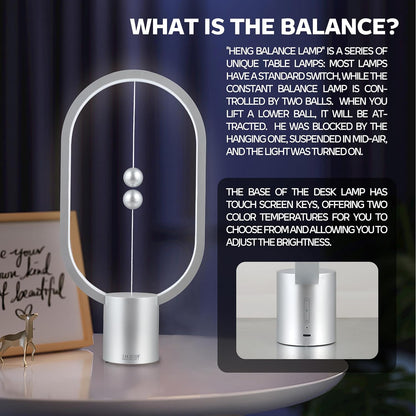 Silver Magnetic Balance LED Table Lamp: USB-Powered, Dimmable Eye-Care Light with Award-Winning Design for V1107-MAGNETIC BALANCE LED TABLE LAMP3
