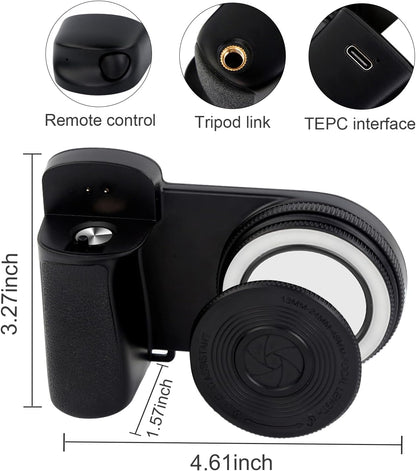 Magnetic Phone Camera Grip with Fill Light & Remote: Stable Shooting Holder for iPhone/Android - Ideal for V1107-MAGNETIC PHONE CAMERA GRIP