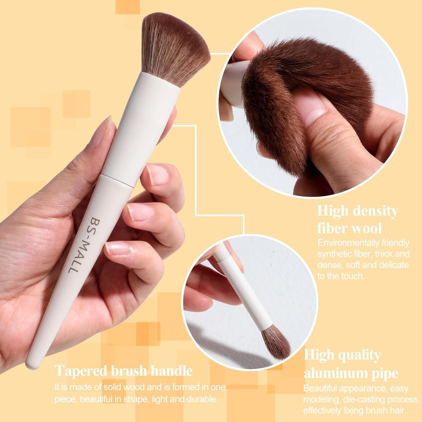 Matte Beige Makeup Brush Set (18-Piece): Professional, Cruelty-Free for Foundation, Blush & Eyeshadow, Ideal V1107-MATTE BEIGE MAKEUP BRUSH SET