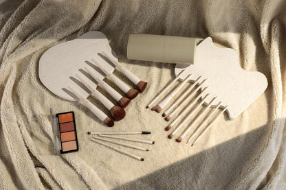 Matte Beige Makeup Brush Set (18-Piece): Professional, Cruelty-Free for Foundation, Blush & Eyeshadow, Ideal V1107-MATTE BEIGE MAKEUP BRUSH SET