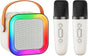 Off-White Mini Karaoke Machine with 2 Wireless Microphones: Portable Bluetooth Speaker for Kids & Adults, V1107-MINI KARAOKE MACHINE WITH 2 WIRELESS MICROPHONES