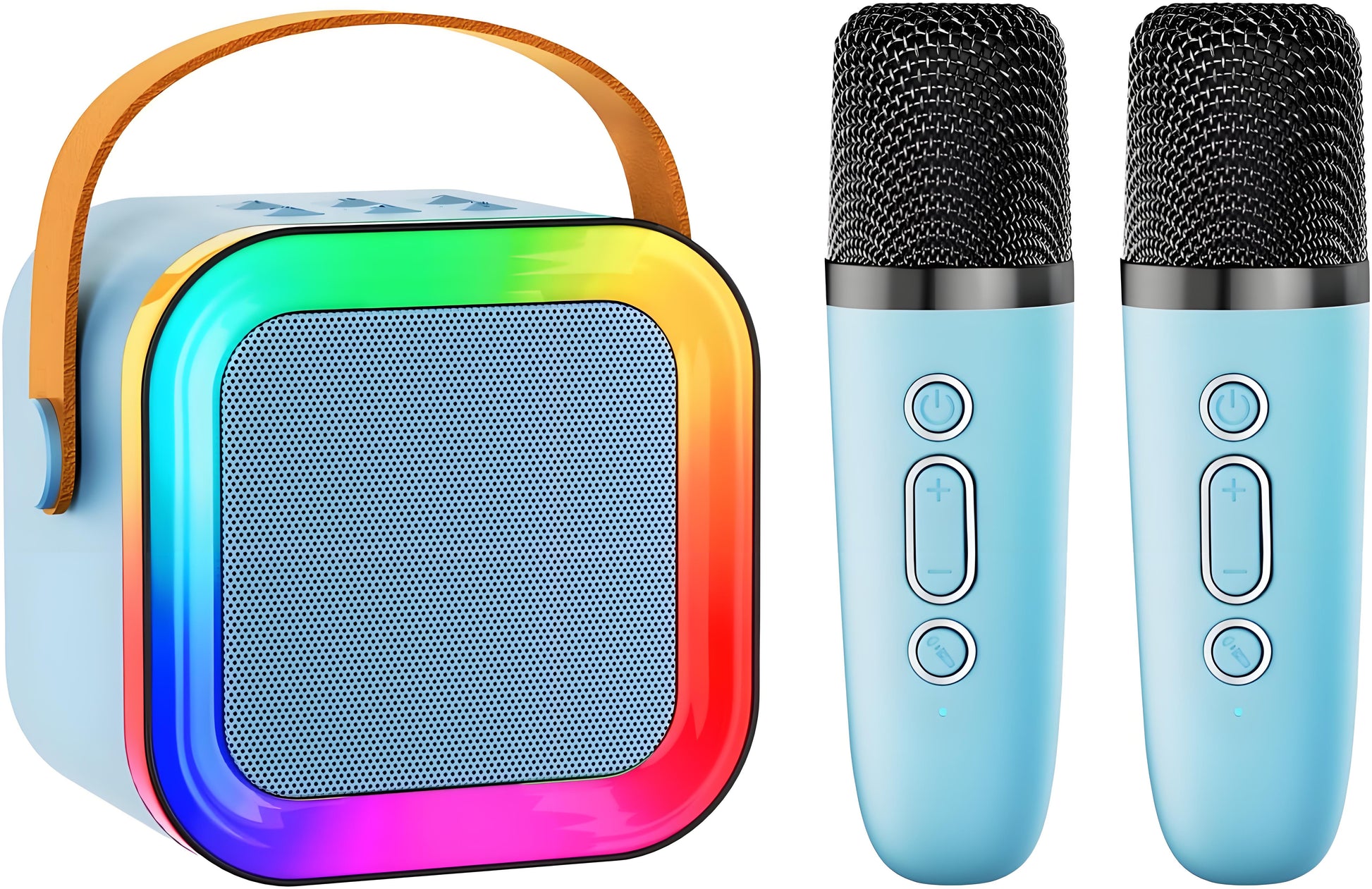 Black Mini Karaoke Machine with 2 Wireless Microphones: Portable Bluetooth Speaker for Kids & Adults, Ideal V1107-MINI KARAOKE MACHINE WITH 2 WIRELESS MICROPHONES2