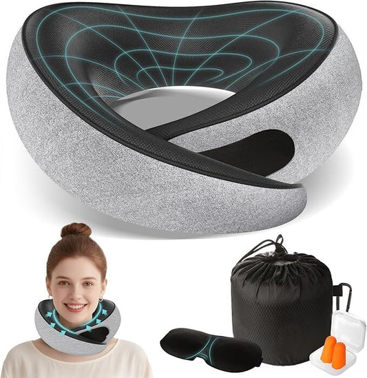 Travel Neck Pillows for Airplanes - 360 degrees Ergonomic Memory Foam Travel Pillow - Relief Neck Pain with V1107-NECK PILLOW2