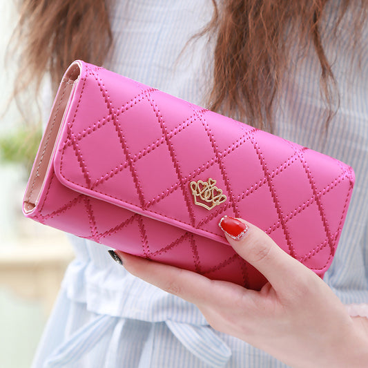 Christmas gift Women's Quilted Leather Wallet, Stylish Long Clutch with Heart Accent, for Cards & Cash V1107-NVSHIQIANBAO2-RED