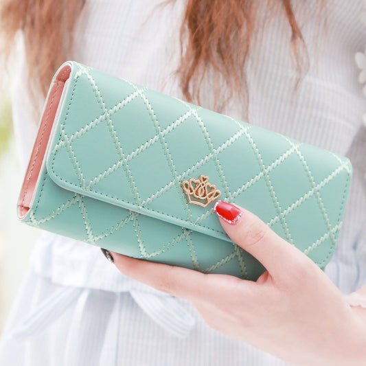 Christmas gift Women's Quilted Leather Wallet, Stylish Long Clutch with Heart Accent, for Cards & Cash V1107-NVSHIQIANBAO3-GREEN