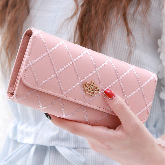 Christmas gift Women's Quilted Leather Wallet, Stylish Long Clutch with Heart Accent, for Cards & Cash V1107-NVSHIQIANBAO6-PINK