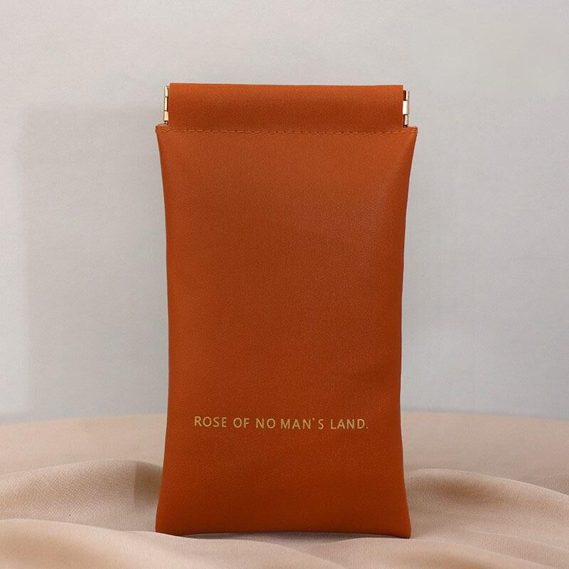Christmas gift Premium Leather Eyeglass Case with Spring Closure - Multiple Color Options - Refined V1107-PIGEYANJINGDAI001-APRICOT