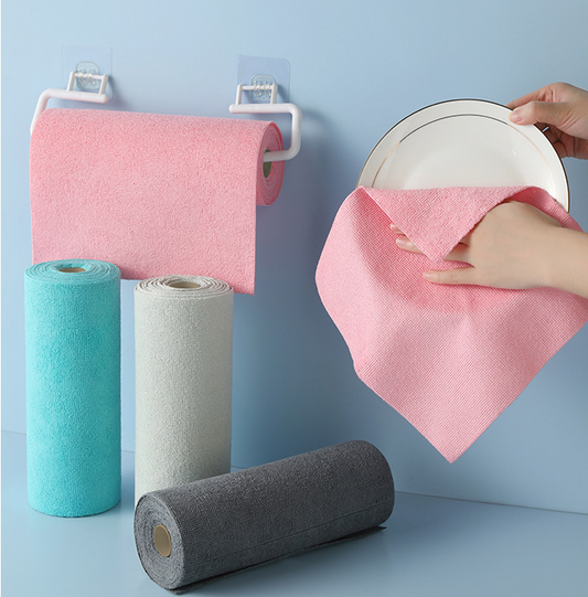 Christmas gift 50-Piece 25x25cm Polycotton Cleaning Cloth Roll, Reusable Dual-Use Dish & Surface Wipes for V1107-POLYCOTTON CLEANING CLOTH ROLL-GREEN