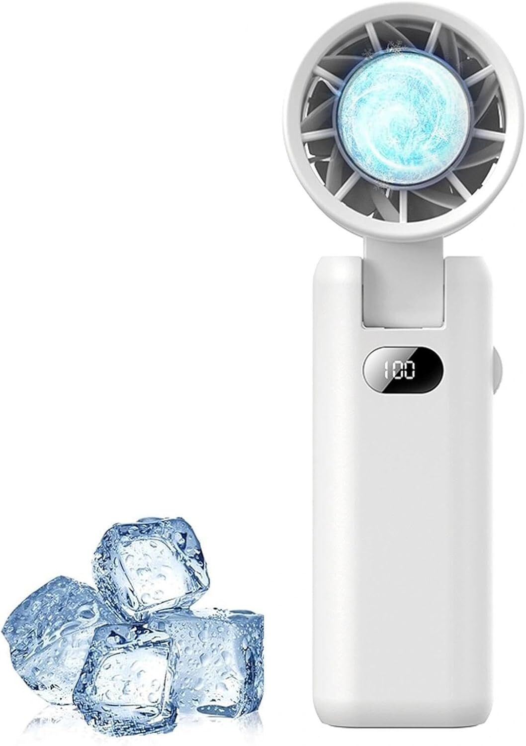 Portable Handheld Turbo Fan with Cooling Tech, Digital Display, 100-Speed Control, Rechargeable 4-in-1 V1107-PORTABLE FAN