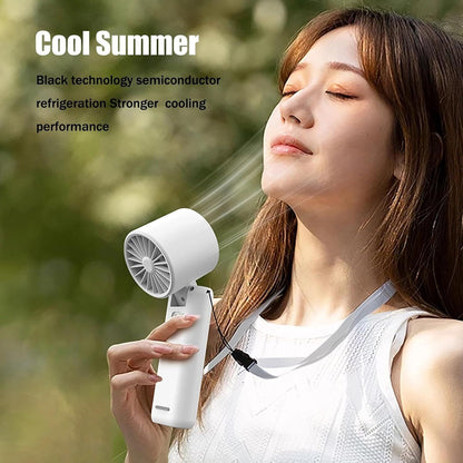 Portable Handheld Turbo Fan with Cooling Tech, Digital Display, 100-Speed Control, Rechargeable 4-in-1 V1107-PORTABLE FAN