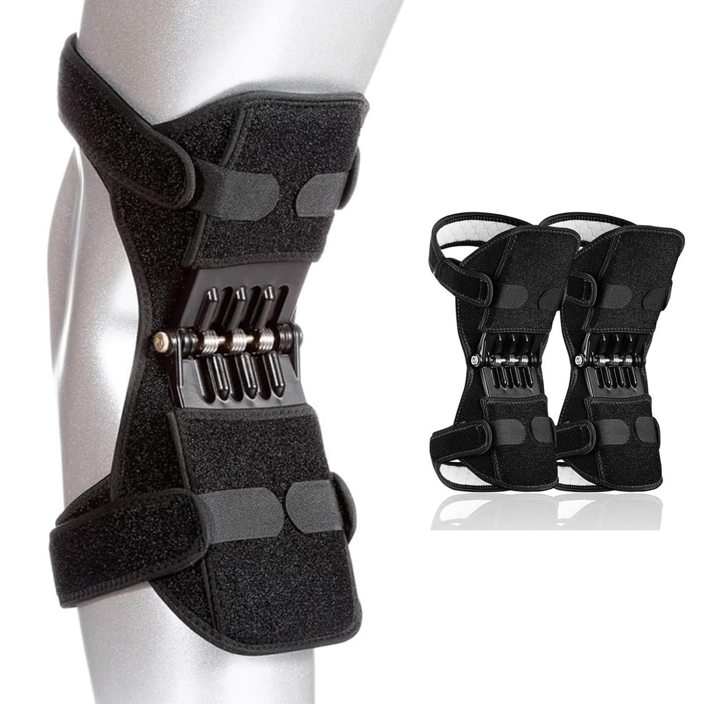 Power Knee Braces (2 Pack): 4-Spring Joint Support, Adjustable Stabilizer for Pain Relief, Sports & Daily Use V1107-POWER KNEE BRACES