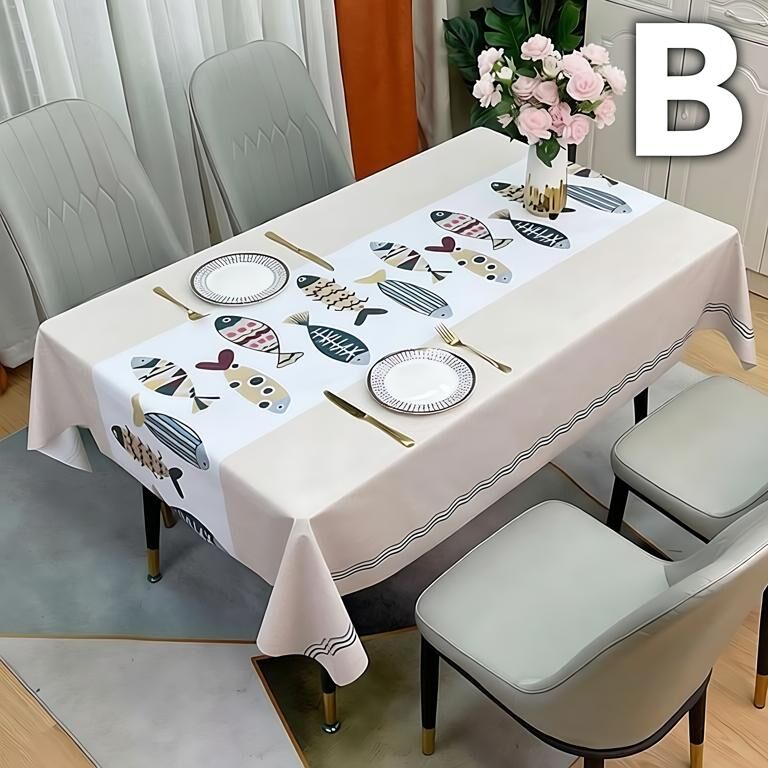 Waterproof Oilproof Washable Heat-Resistant PVC Tablecloth - 5 Patterns & Sizes for Home, Restaurant & Picnic V1107-PVCZB2-E