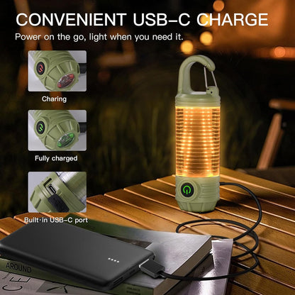 Rechargeable LED Camping Lantern Flashlight: 6 Modes, USB-C, Portable for Hiking, Emergency, Night Walking & V1107-RECHARGEABLE LED CAMPING LANTERN FLASHLIGHT