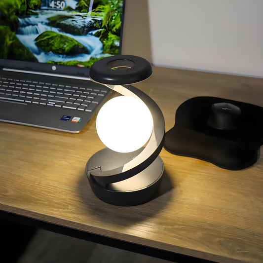 Rotating Levitating Night Light with RGB Colors & Wireless Charging: 1-Second Palm-Activated Spin, V1107-ROTATING LEVITATING NIGHT LIGHT