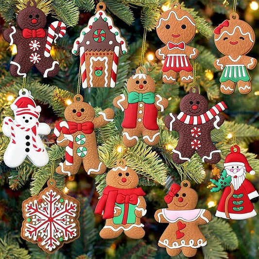 12pcs Christmas Ornaments Cute Snowman Xmas Tree Decorations Santa Claus Plastic Figurines Ornaments with V1107-SDZC003-12