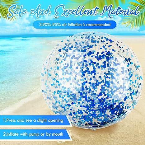 Christmas 10 Pcs Inflateable Sequin Glitter Beach Balls, 24 Inch and 16 Inch Jumbo Pool Confetti Glitter V1107-SDZC006