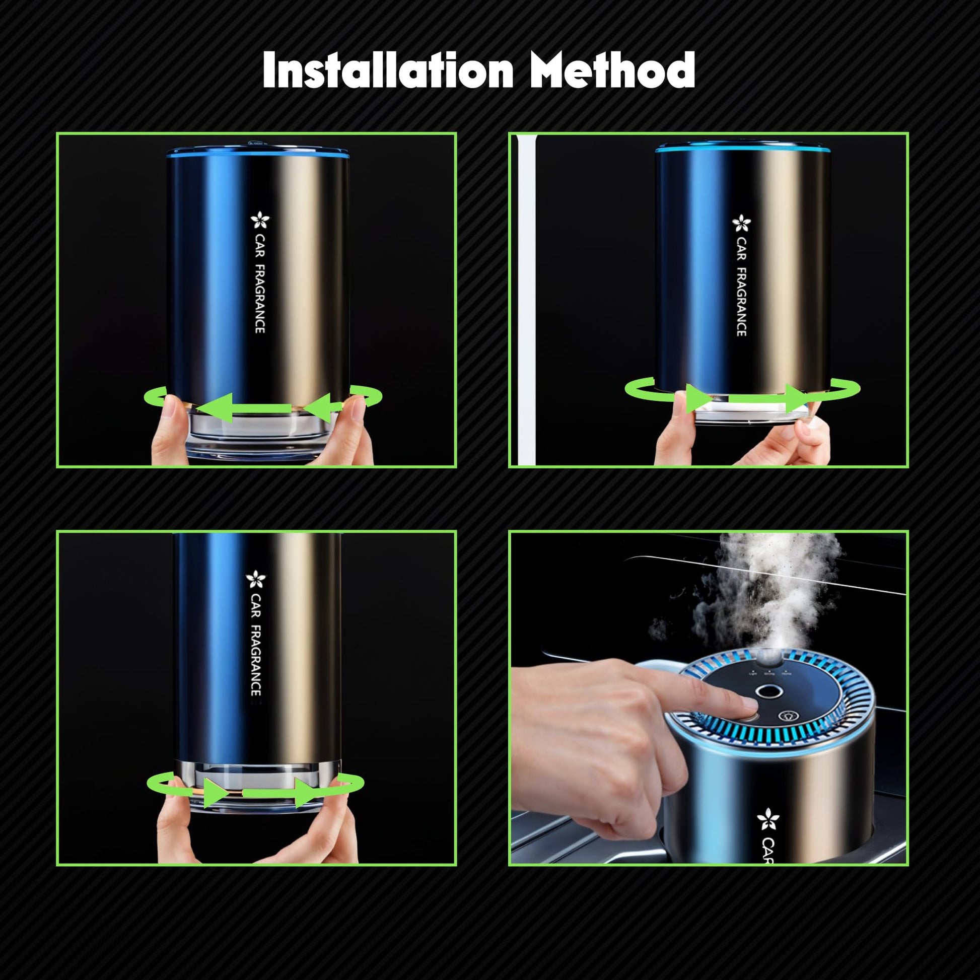 Smart Car Air Freshener with Starry Lights Projector: Automatic Aroma Diffuser, 3 Modes, Rechargeable for Car V1107-SMART CAR AIR FRESHENER