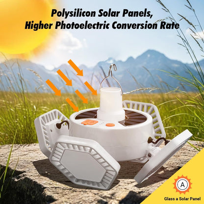 Solar Camping Lantern with Remote Control: 169 LED Folding USB Rechargeable Light for Camping, Emergencies & V1107-SOLAR CAMPING LANTERN WITH REMOTE CONTROL