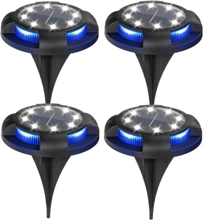 4-Pack Solar Ground Lights: 8-LED Outdoor Garden Pathway Lights with IP65 Waterproof for Lawn, Patio & V1107-SOLAR GROUND LIGHTS