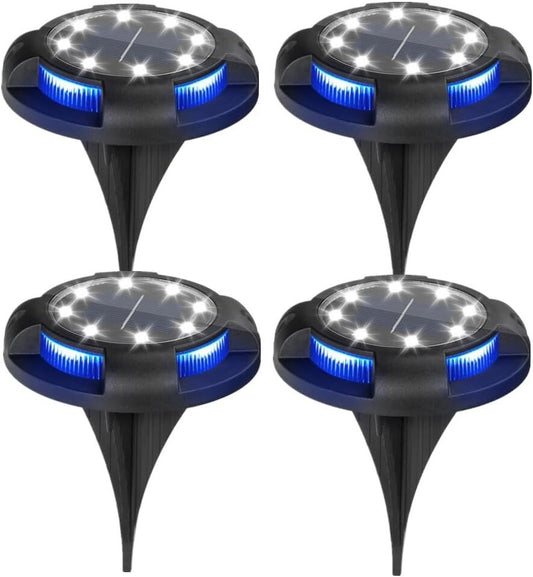4-Pack Solar Ground Lights: 8-LED Outdoor Garden Pathway Lights with IP65 Waterproof for Lawn, Patio & V1107-SOLAR GROUND LIGHTS