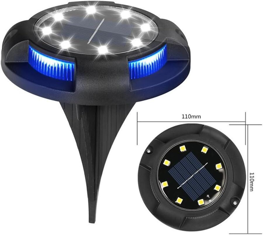 4-Pack Solar Ground Lights: 8-LED Outdoor Garden Pathway Lights with IP65 Waterproof for Lawn, Patio & V1107-SOLAR GROUND LIGHTS