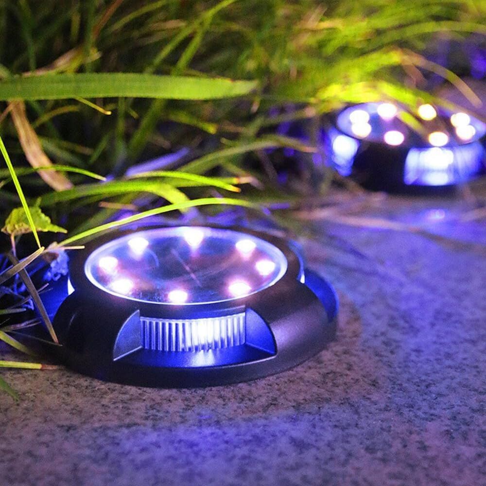 4-Pack Solar Ground Lights: 8-LED Outdoor Garden Pathway Lights with IP65 Waterproof for Lawn, Patio & V1107-SOLAR GROUND LIGHTS