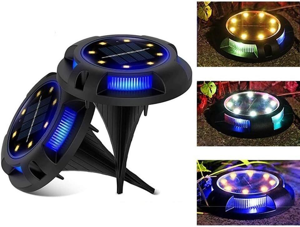 4-Pack Solar Ground Lights: 8-LED Outdoor Garden Pathway Lights with IP65 Waterproof for Lawn, Patio & V1107-SOLAR GROUND LIGHTS