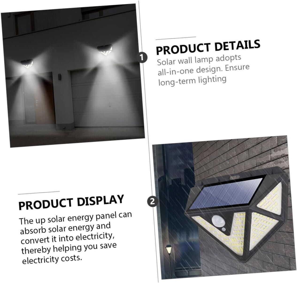 2-Pack Solar LED Motion Sensor Wall Light: Dusk-to-Dawn Outdoor Lighting for Aussie Gardens, Fences & Patios V1107-SOLAR LED MOTION SENSOR WALL LIGHT