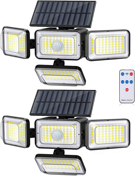 Solar Motion Sensor Outdoor Lights (2-Pack) with 288 LEDs & 2800LM: 270 degrees Wide Angle, IP65 Waterproof, V1107-SOLAR MOTION SENSOR OUTDOOR LIGHTS