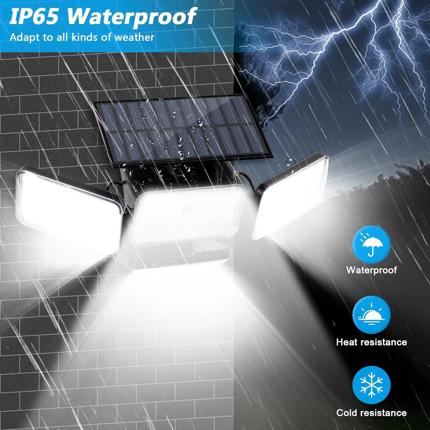 Solar Motion Sensor Outdoor Lights (2-Pack) with 288 LEDs & 2800LM: 270 degrees Wide Angle, IP65 Waterproof, V1107-SOLAR MOTION SENSOR OUTDOOR LIGHTS
