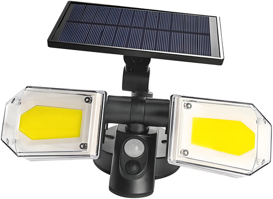 2-Pack Solar Motion Sensor Wall Lights: Double-Head Adjustable Cob LED Outdoor Lights for Garden, Patio & V1107-SOLAR MOTION SENSOR WALL LIGHTS1
