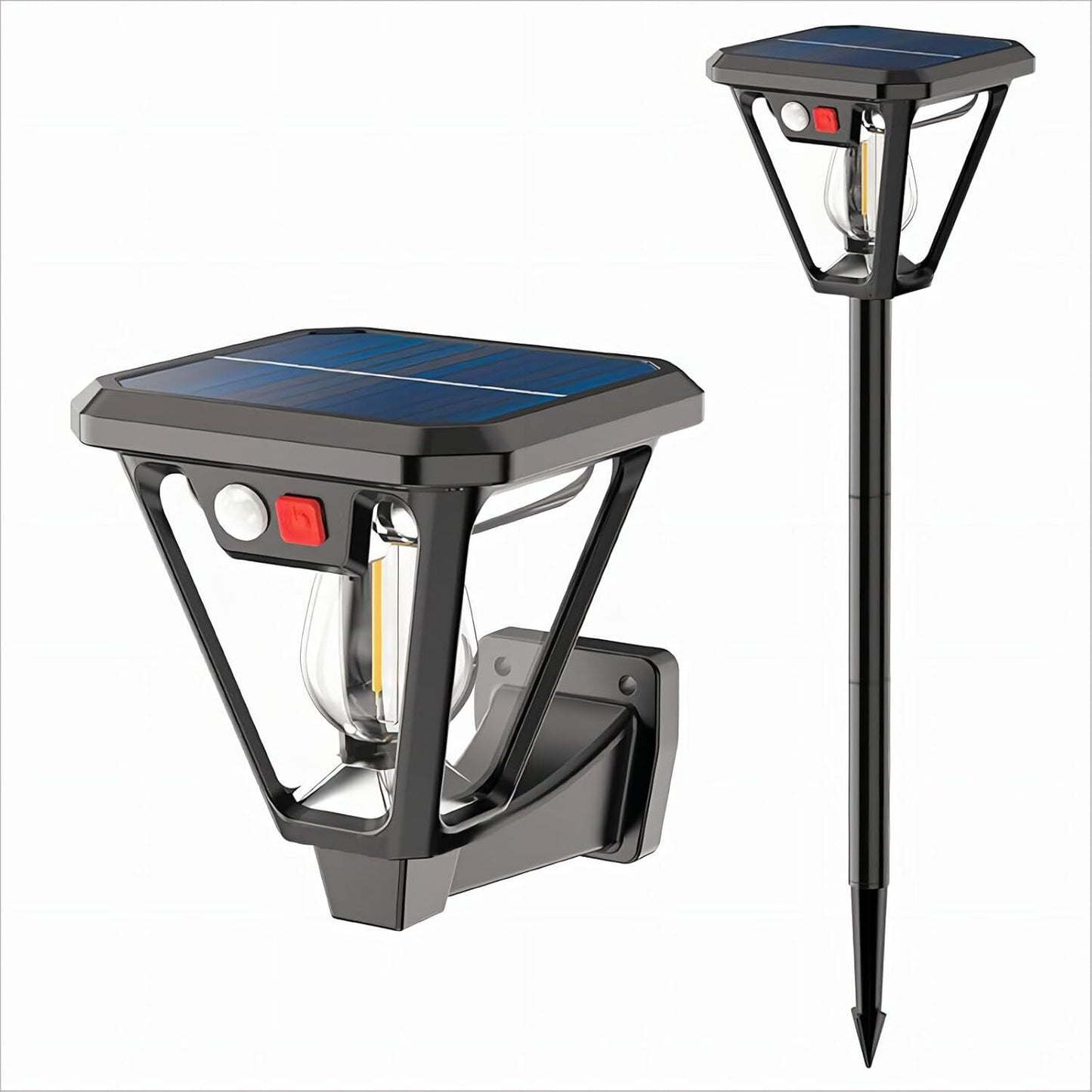 Solar Motion Sensor Wall Lights (2-Pack): 3-Mode Dusk-to-Dawn Waterproof for Patio, Garage & Garden Lighting V1107-SOLAR MOTION SENSOR WALL LIGHTS3