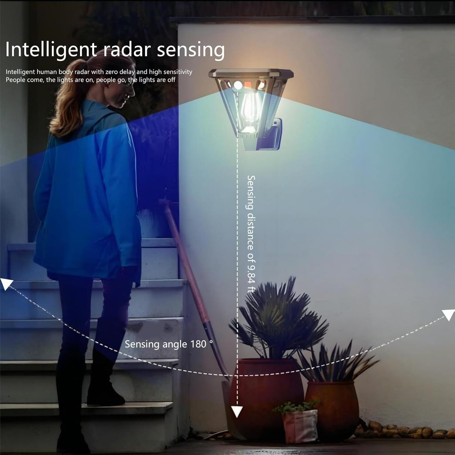 Solar Motion Sensor Wall Lights (4-Pack): 3-Mode Dusk-to-Dawn Waterproof for Patio, Garage & Garden Lighting V1107-SOLAR MOTION SENSOR WALL LIGHTS4