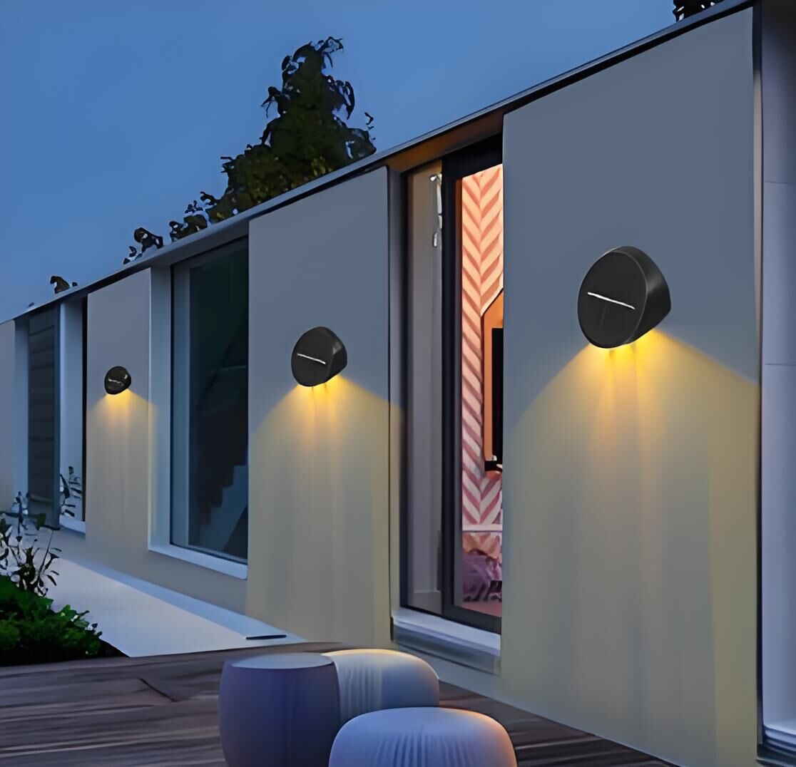 Solar Outdoor Wall Lights (2-Pack): IP44 Waterproof LED Sconces for Garden, Patio & Pathway Lighting(Warm V1107-SOLAR OUTDOOR WALL LIGHTS2