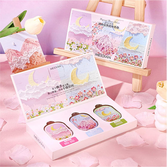 Pink Solid Perfume Set for Women: 3-Pack 4g Portable Pocket Balm with Natural Fragrance, Perfect for Travel V1107-SOLID PERFUME SET